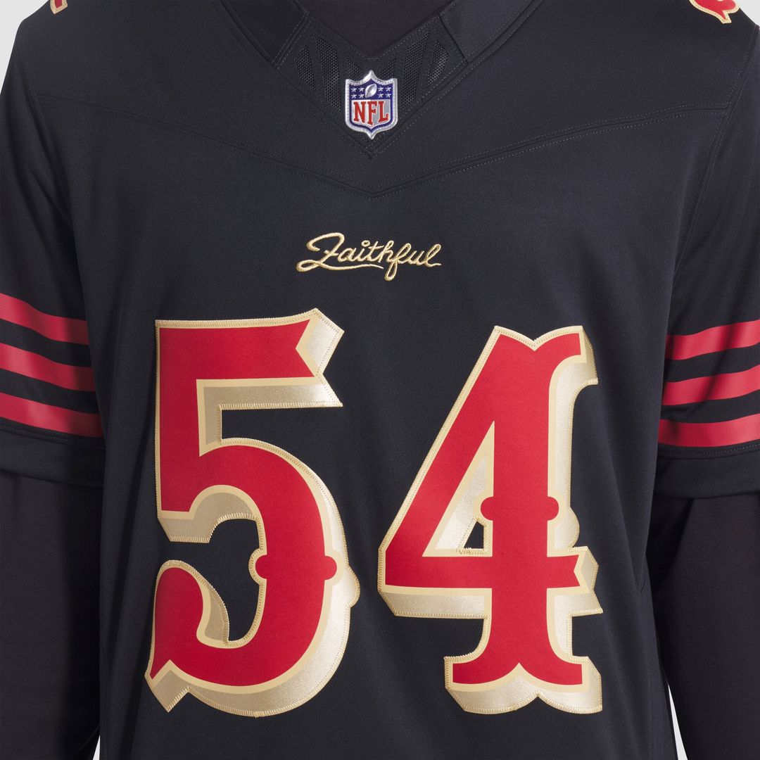 San Francisco 49ers Fred Warner Nike Black Rivalries Collection Stitched Limited Jersey product image 6, provided for visual