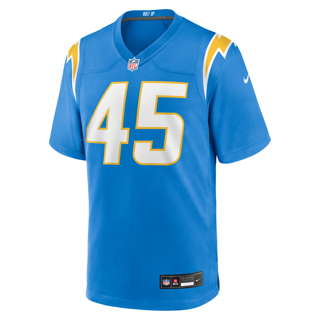 Los Angeles Chargers Tuli Tuipulotu Nike Powder Blue Team Game Jersey product image 2, provided for visual reference and