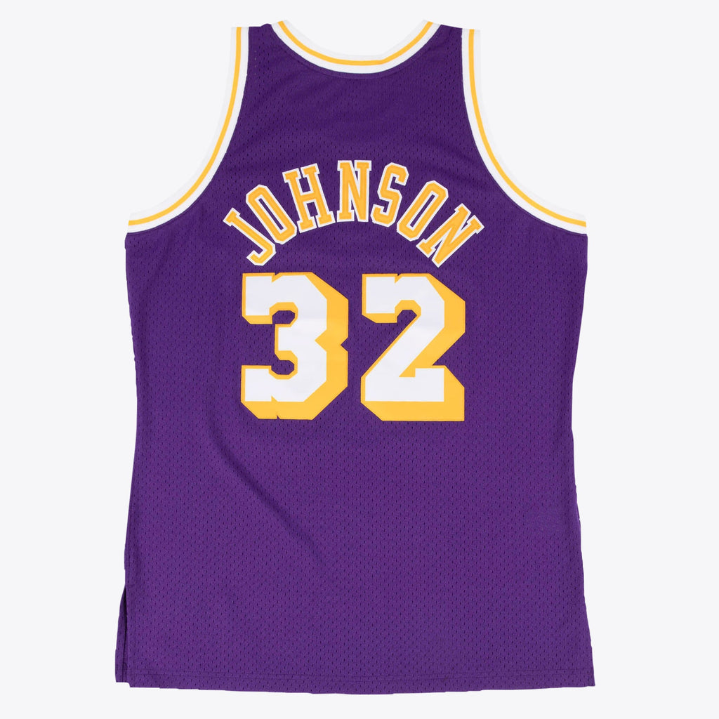 Los Angeles Lakers Magic Johnson 1984-85 Hardwood Classics Road Swingman Jersey By Mitchell & Ness - Purple product image 2,