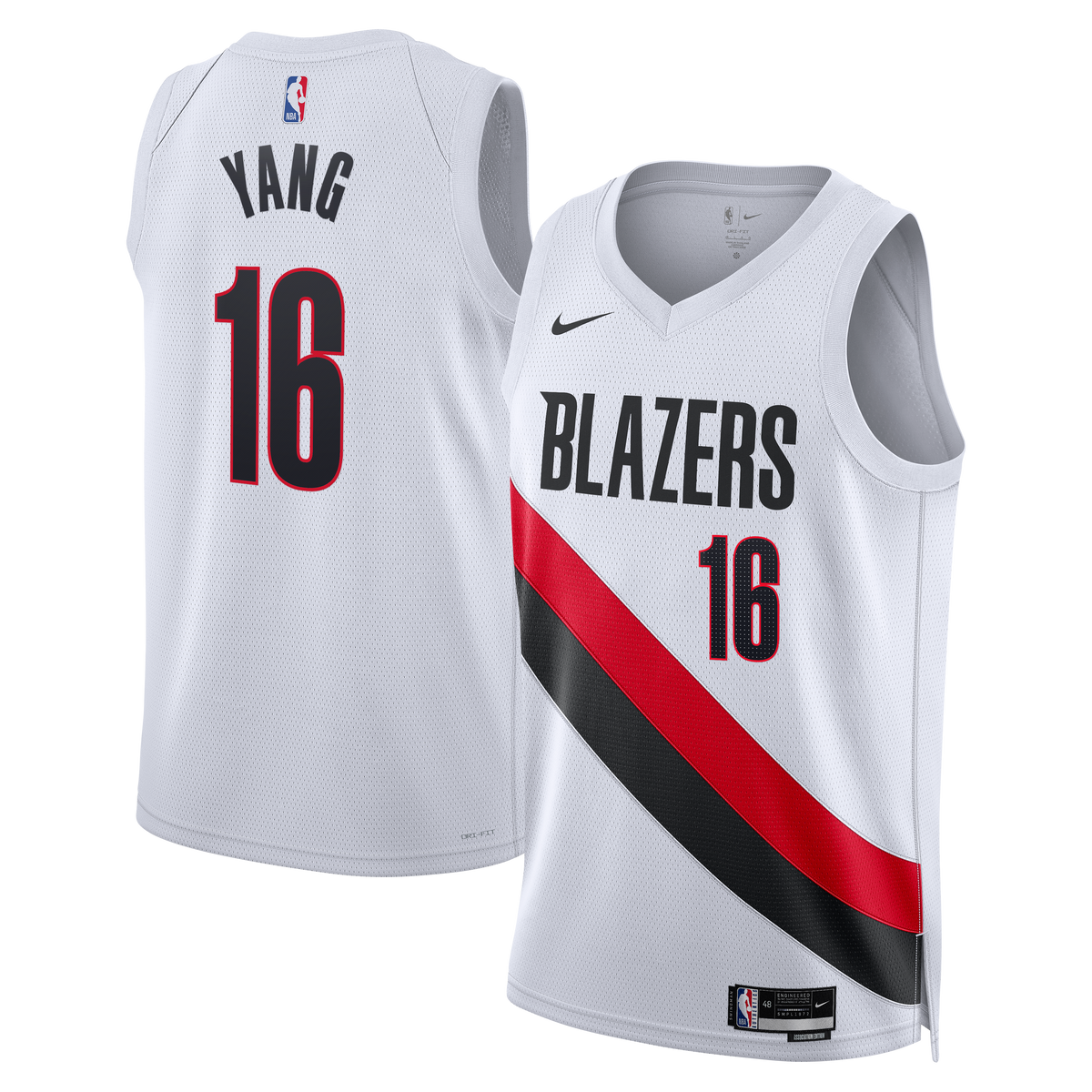 Portland Trail Blazers Nike Replica Association Edition Swingman Jersey - White - Yang Hansen - Unisex product image 2,