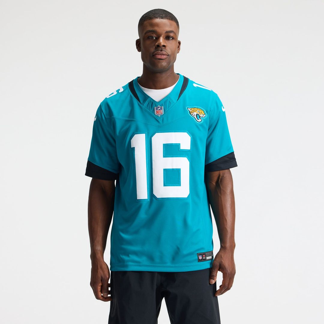 Jacksonville Jaguars Trevor Lawrence Nike Teal Team Vapor F.U.S.E. Stitched Limited Jersey product image 2, provided for