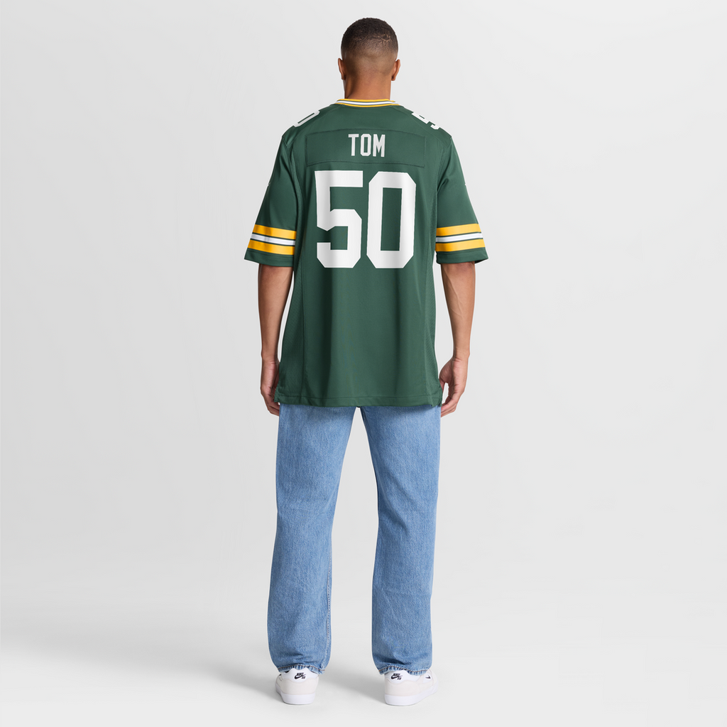 Green Bay Packers Zach Tom Nike Green Game Player Jersey product image 8, provided for visual reference and product detail