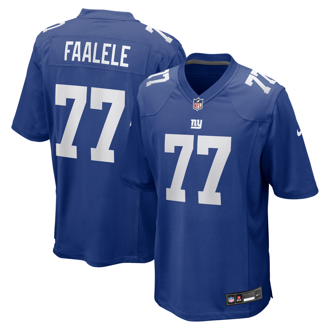 New York Giants Daniel Faalele Nike Royal Team Game Jersey product image 1, provided for visual reference and product detail
