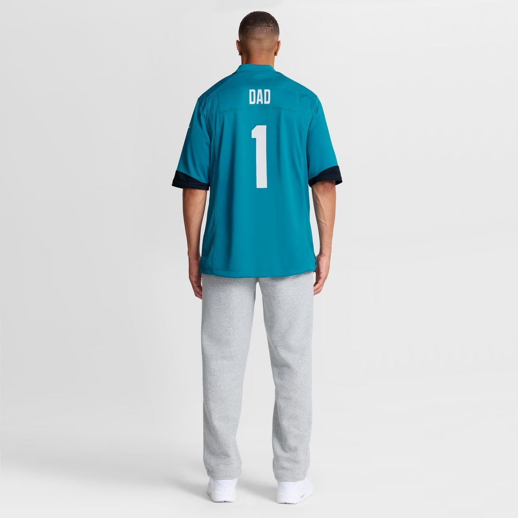 Jacksonville Jaguars Number 1 Dad Nike Teal Game Jersey product image 8, provided for visual reference and product detail