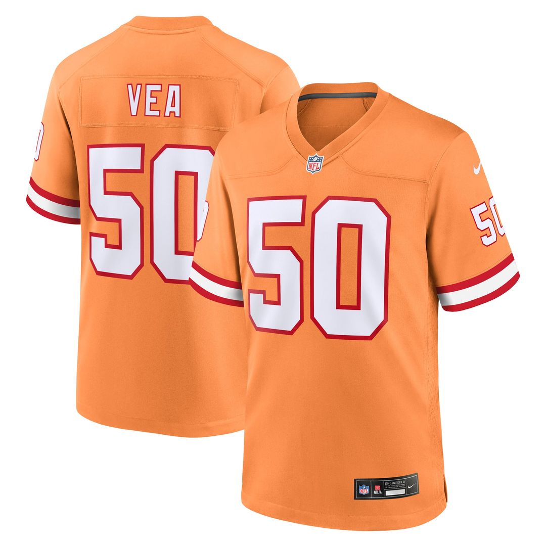 Tampa Bay Buccaneers Vita Vea Nike Orange Throwback Game Jersey product image 1, provided for visual reference and product