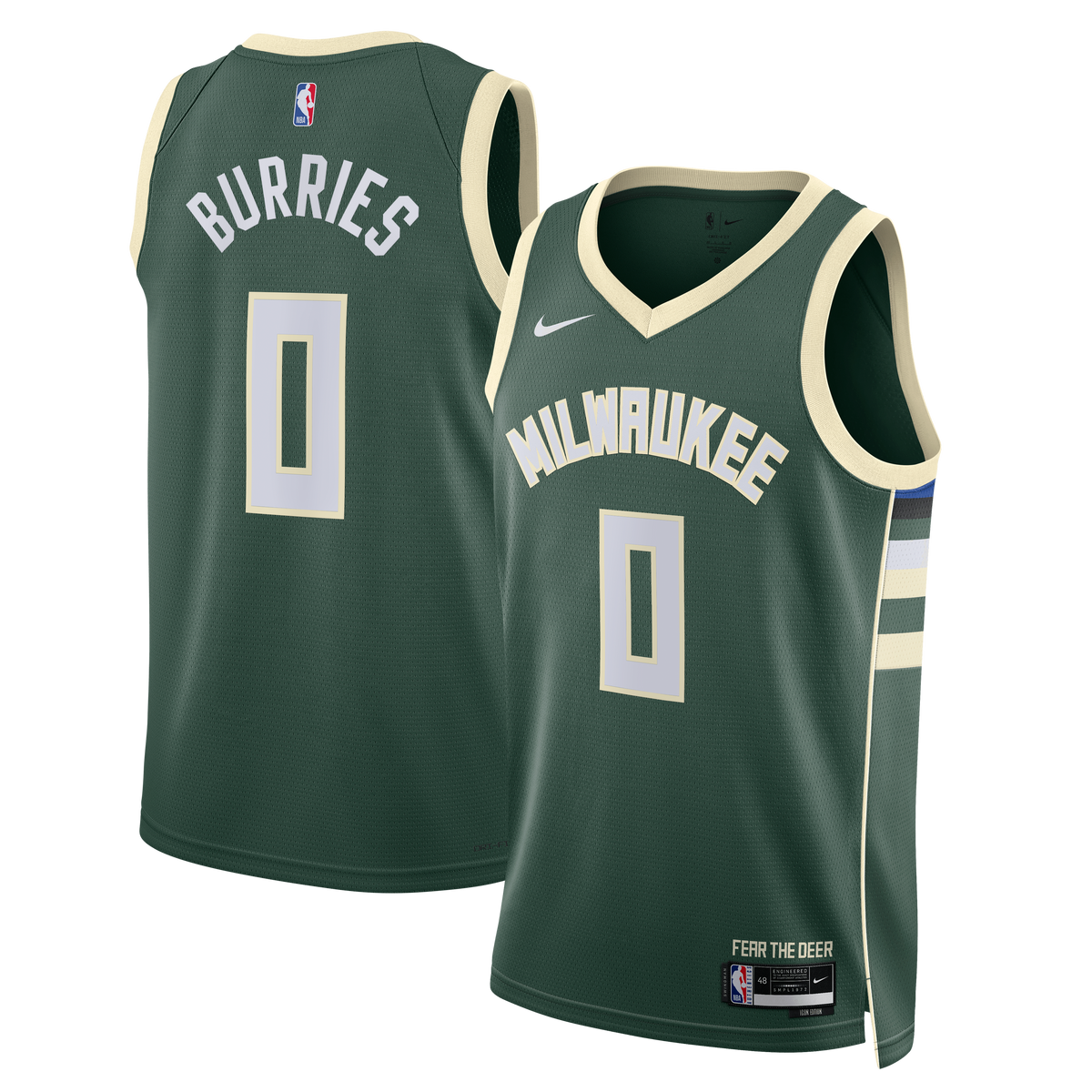 Milwaukee Bucks Nike Icon Swingman Jersey - Green - Brayden Burries - Unisex product image 1, provided for visual reference