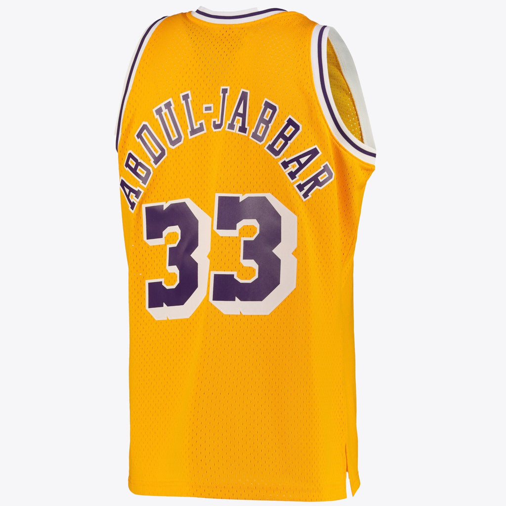 Los Angeles Lakers Kareem Abdul-Jabbar Road Swingman Jersey By Mitchell & Ness - Light Gold product image 3, provided for