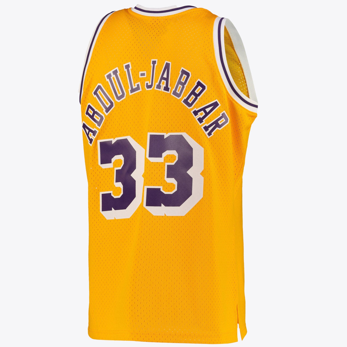Los Angeles Lakers Kareem Abdul-Jabbar Road Swingman Jersey By Mitchell & Ness - Light Gold product image 3, provided for