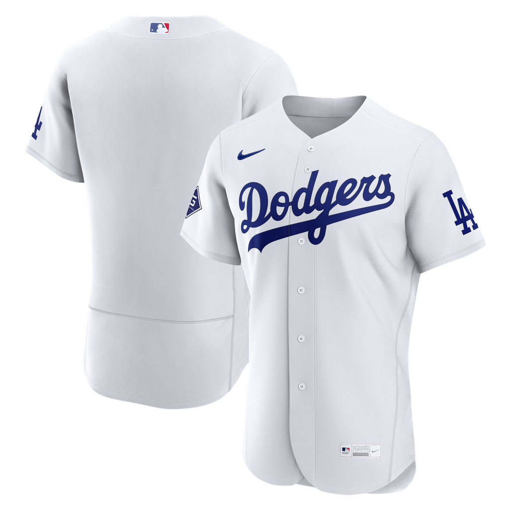 Los Angeles Dodgers Nike White Home Sponsor Patch Authentic Jersey product image 1, provided for visual reference and