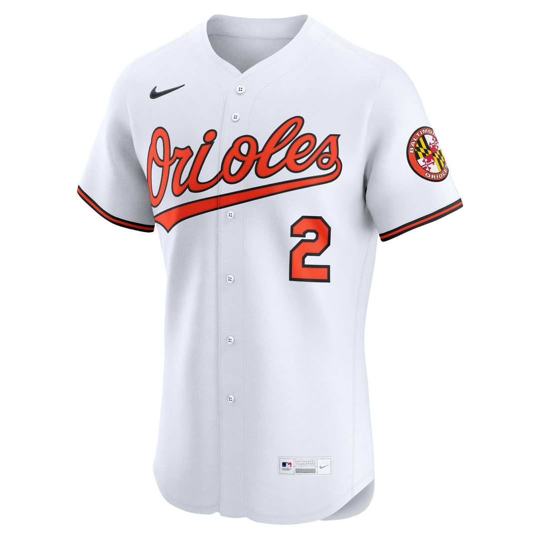Baltimore Orioles Gunnar Henderson Nike White Home Elite Jersey product image 2, provided for visual reference and product