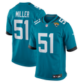 Jacksonville Jaguars Ventrell Miller Nike Teal Game Jersey product image 1, provided for visual reference and product detail