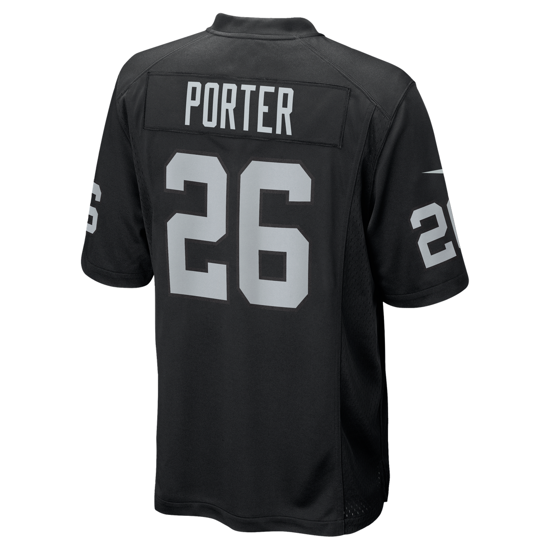 Las Vegas Raiders Darien Porter Nike Black Team Game Jersey product image 3, provided for visual reference and product