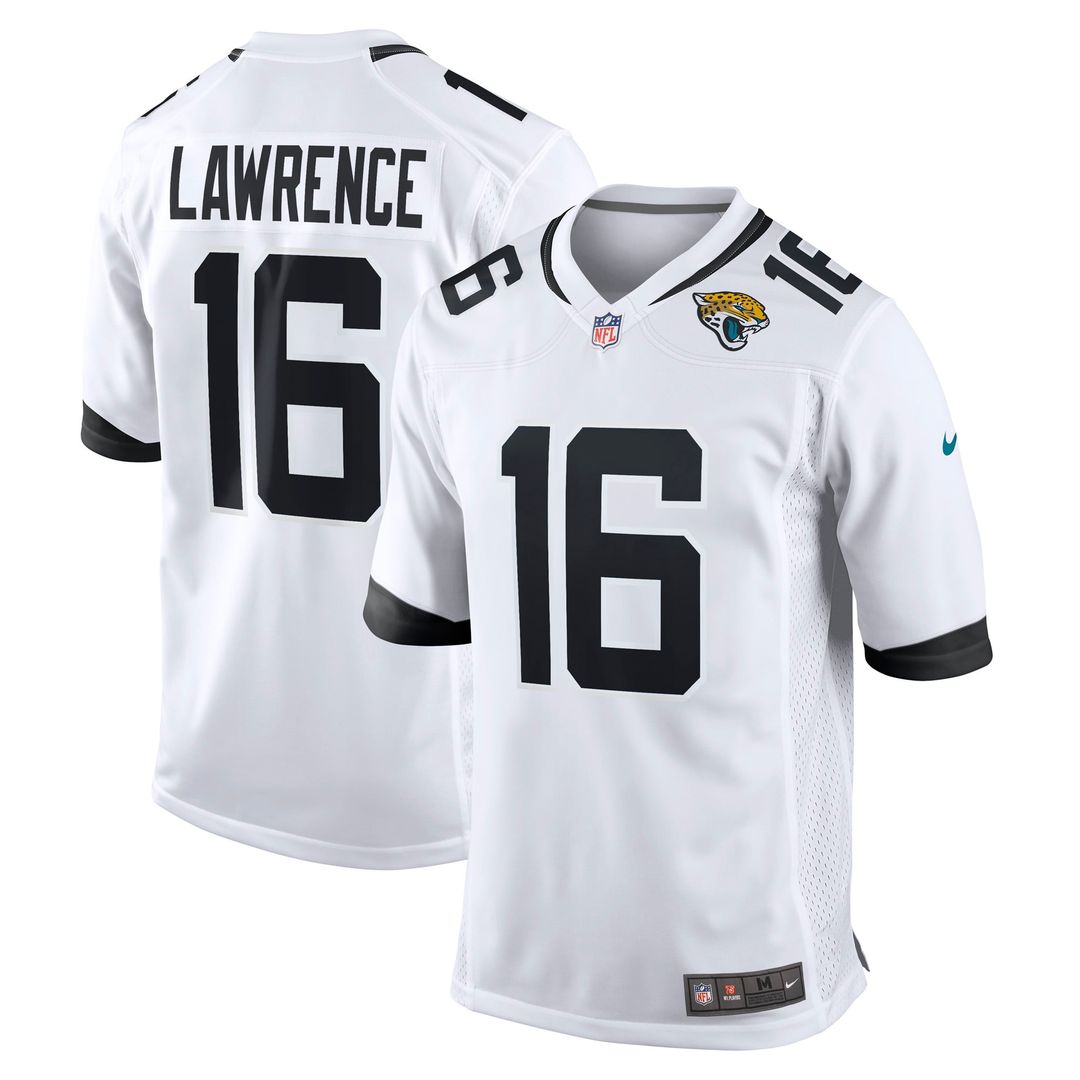 Jacksonville Jaguars Trevor Lawrence Nike White Game Jersey product image 1, provided for visual reference and product