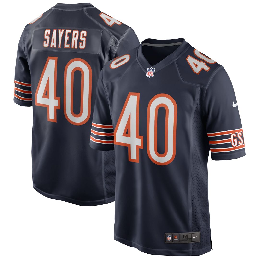 Chicago Bears Gale Sayers Nike Navy Game Retired Player Jersey product image 1, provided for visual reference and product