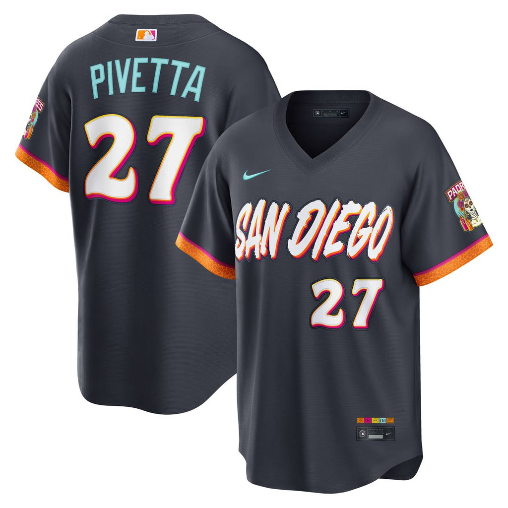 San Diego Padres Nick Pivetta Nike Obsidian 2026 City Connect Stadium Jersey product image 1, provided for visual reference