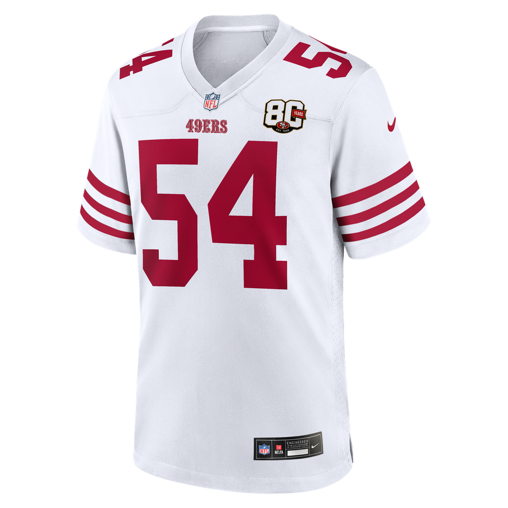 San Francisco 49ers Fred Warner Nike Scarlet 80th Anniversary Game Jersey product image 22, provided for visual reference