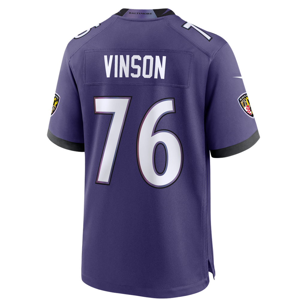Baltimore Ravens Carson Vinson Nike Purple Team Game Jersey product image 3, provided for visual reference and product