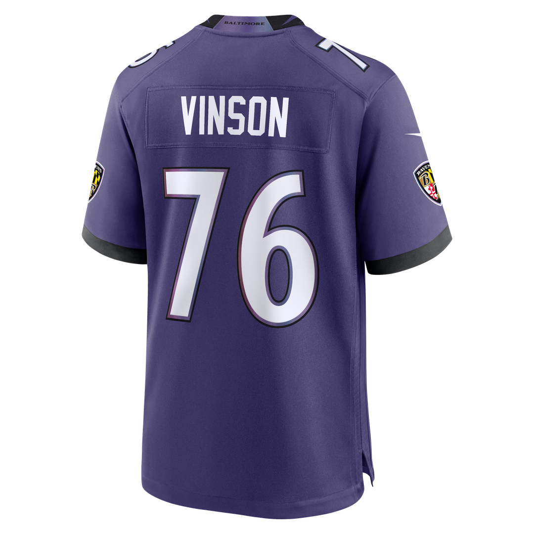 Baltimore Ravens Carson Vinson Nike Purple Team Game Jersey product image 3, provided for visual reference and product