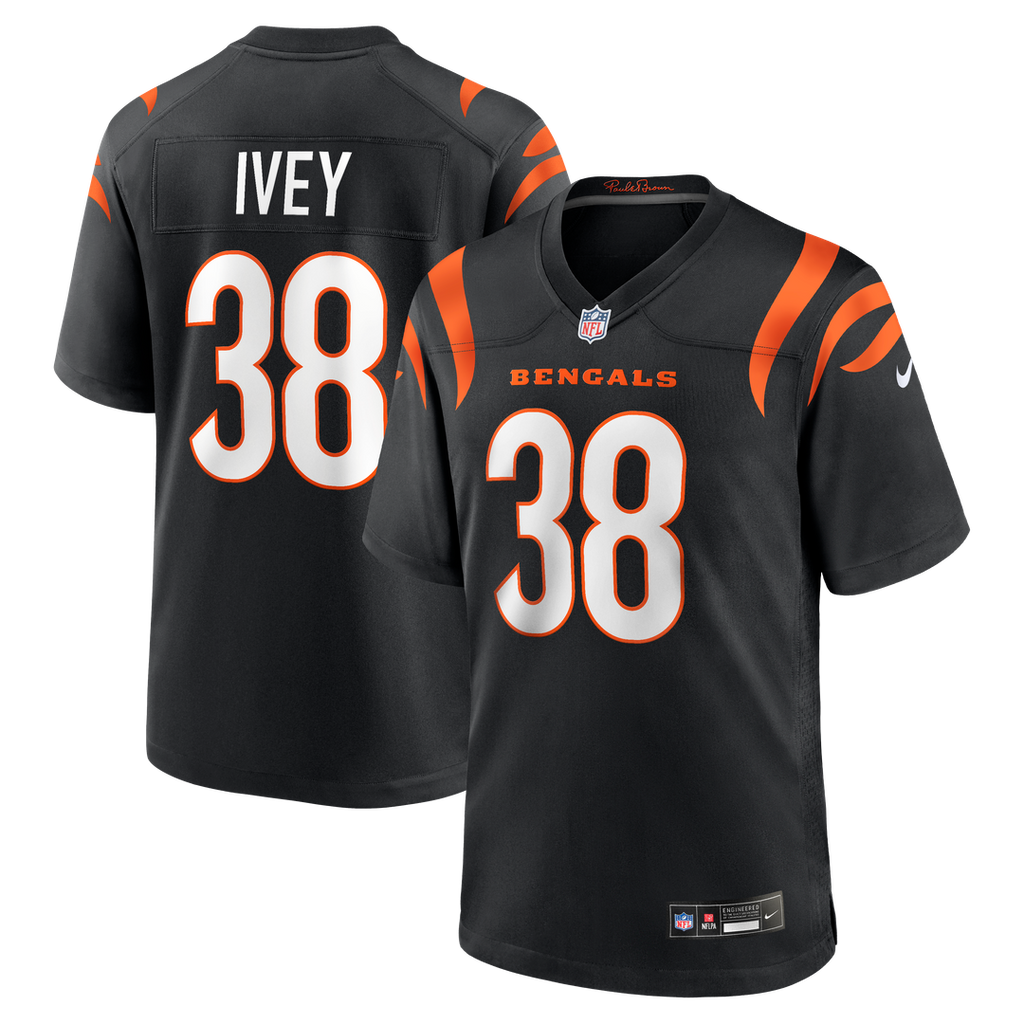 Cincinnati Bengals DJ Ivey Nike Black Team Game Jersey product image 1, provided for visual reference and product detail