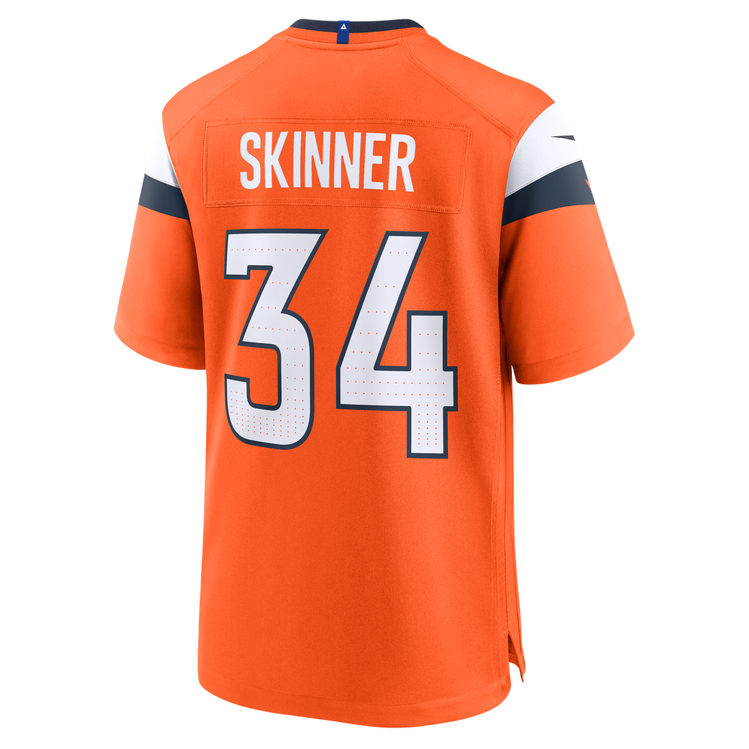 Denver Broncos JL Skinner Nike Orange Team Game Jersey product image 3, provided for visual reference and product detail