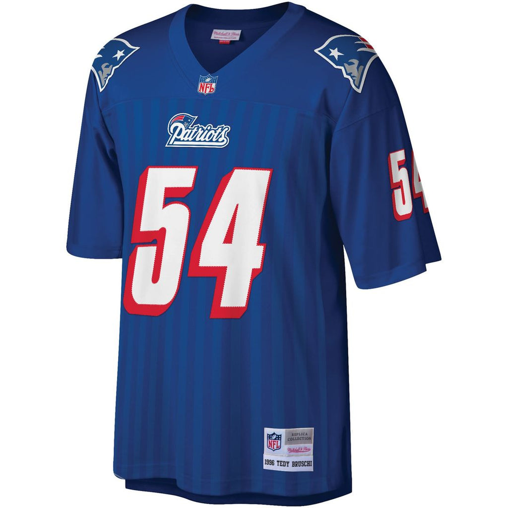 New England Patriots Tedy Bruschi Mitchell & Ness Royal Legacy Replica Jersey product image 2, provided for visual reference