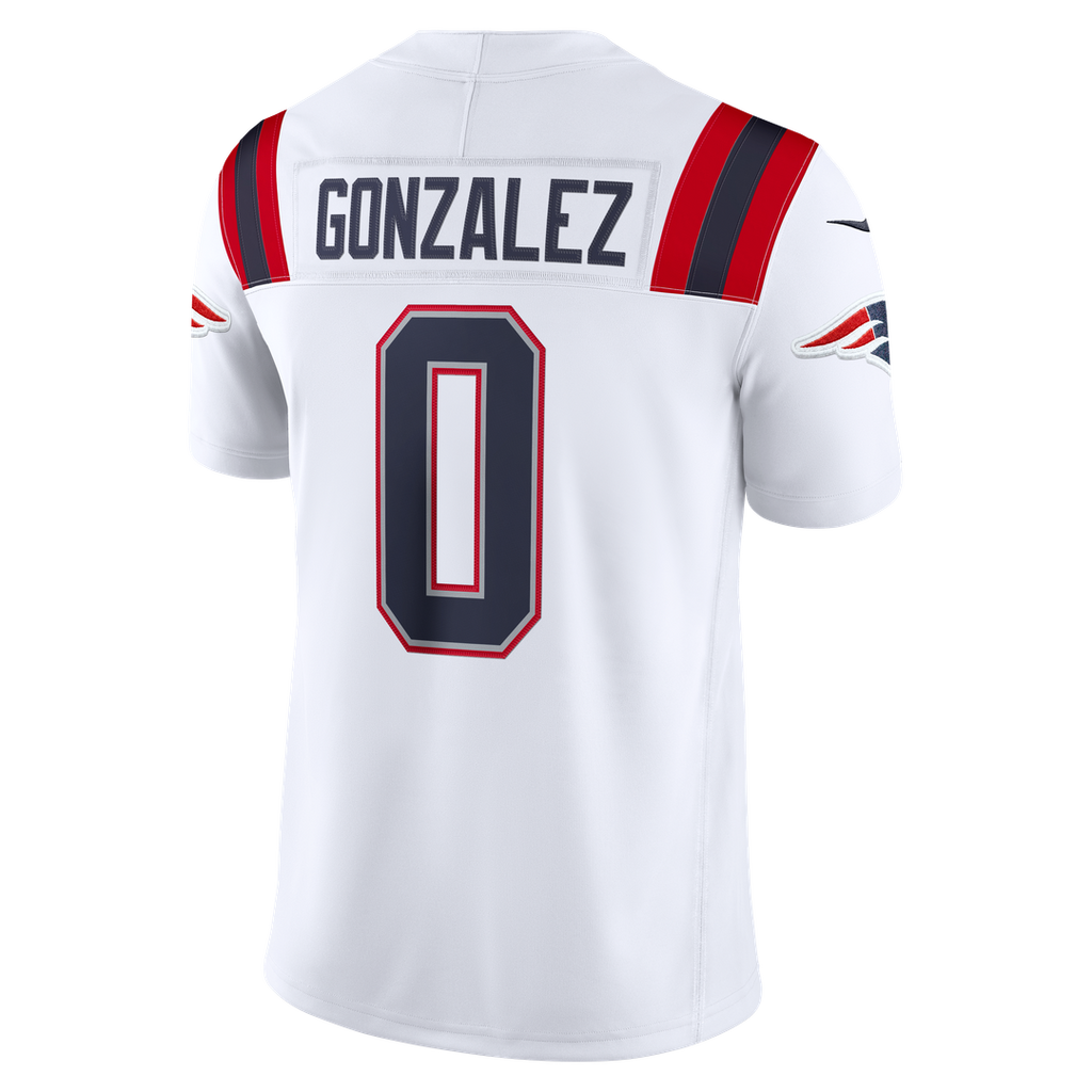 New England Patriots Christian Gonzalez Nike White Vapor F.U.S.E. Stitched Limited Jersey product image 6, provided for