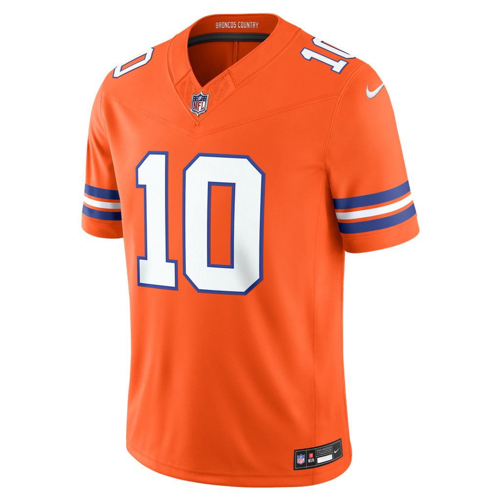 Denver Broncos Bo Nix Nike White Vapor F.U.S.E. Stitched Limited Jersey product image 8, provided for visual reference and