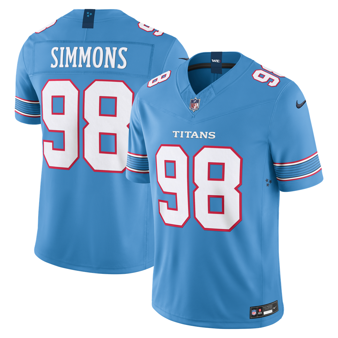 Tennessee Titans Jeffery Simmons Nike Light Blue Team Vapor F.U.S.E. Stitched Limited Jersey product image 1, provided for