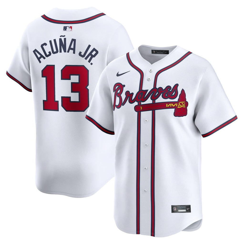 Atlanta Braves Ronald Acuña Jr. Nike White Home Limited Player Jersey product image 1, provided for visual reference and