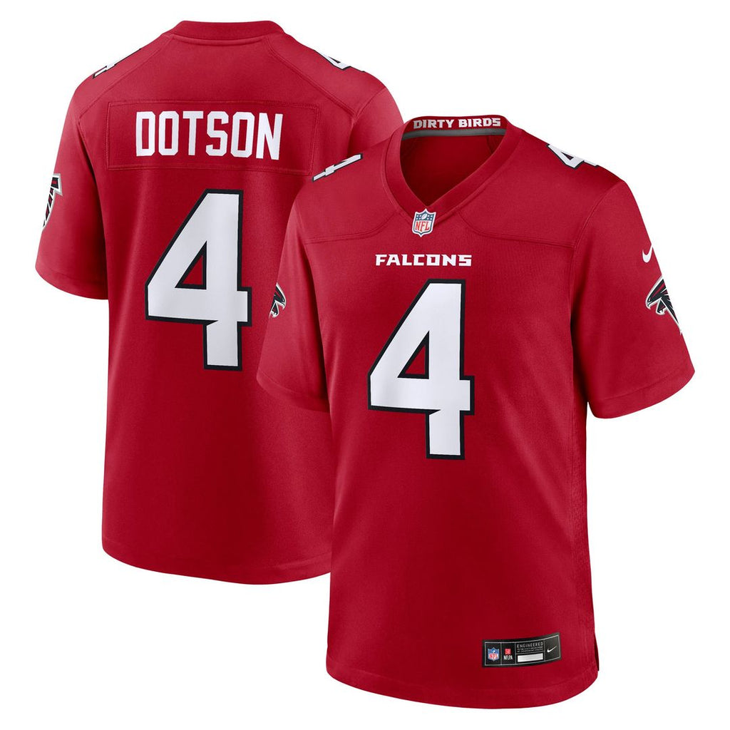 Atlanta Falcons Jahan Dotson Nike Red Team Game Jersey product image 1, provided for visual reference and product detail