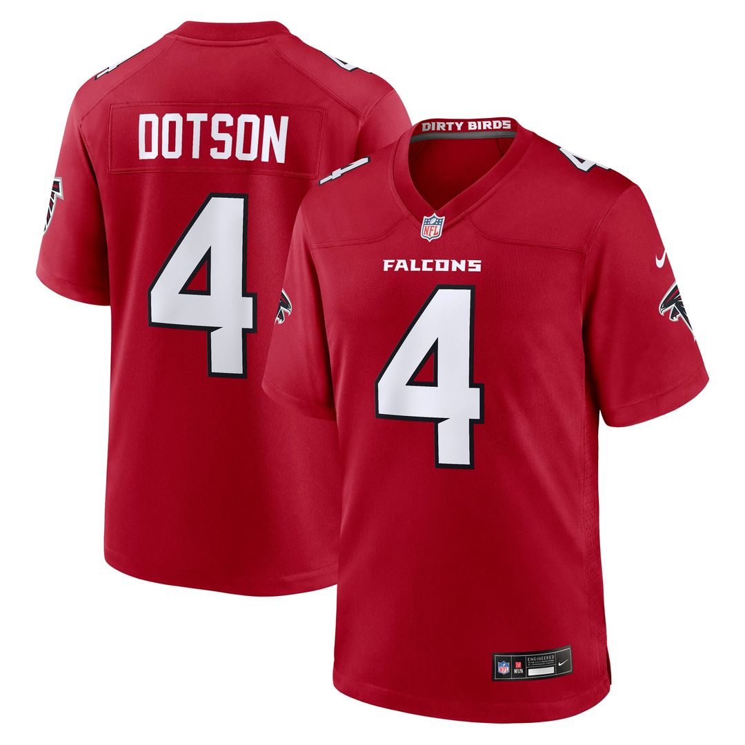 Atlanta Falcons Jahan Dotson Nike Red Team Game Jersey product image 1, provided for visual reference and product detail