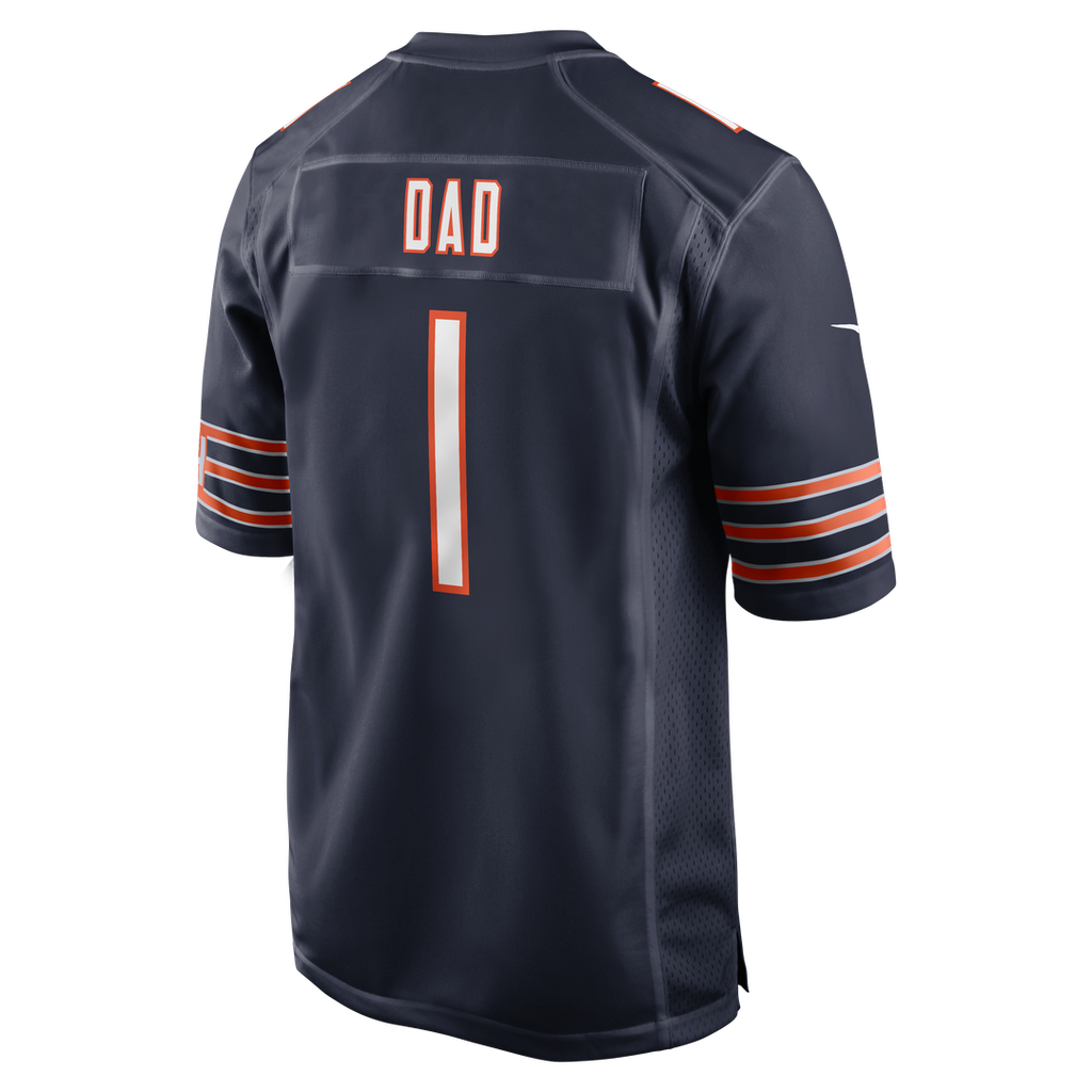 Chicago Bears Number 1 Dad Nike Navy Game Jersey product image 3, provided for visual reference and product detail review