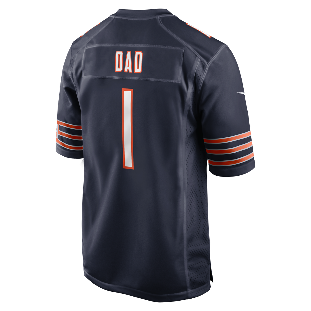 Chicago Bears Number 1 Dad Nike Navy Game Jersey product image 3, provided for visual reference and product detail review
