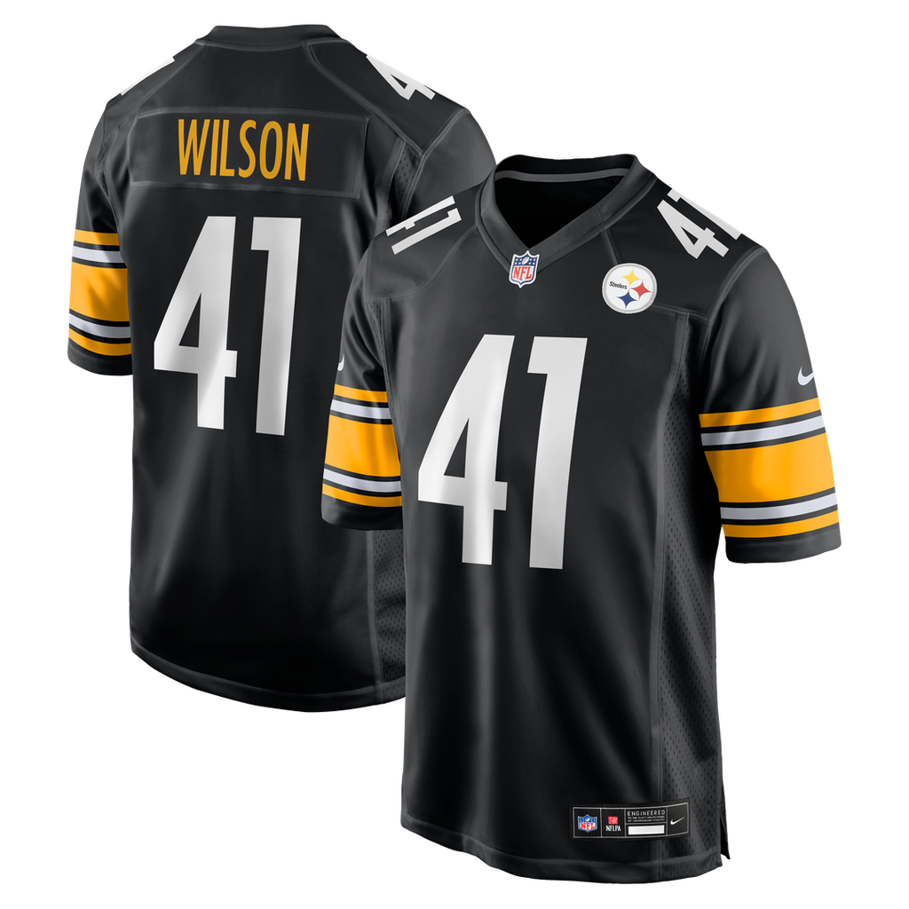 Pittsburgh Steelers Payton Wilson Nike Black Game Jersey product image 1, provided for visual reference and product detail