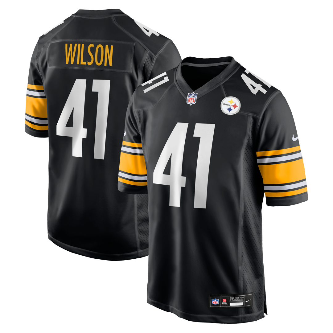 Pittsburgh Steelers Payton Wilson Nike Black Game Jersey product image 1, provided for visual reference and product detail