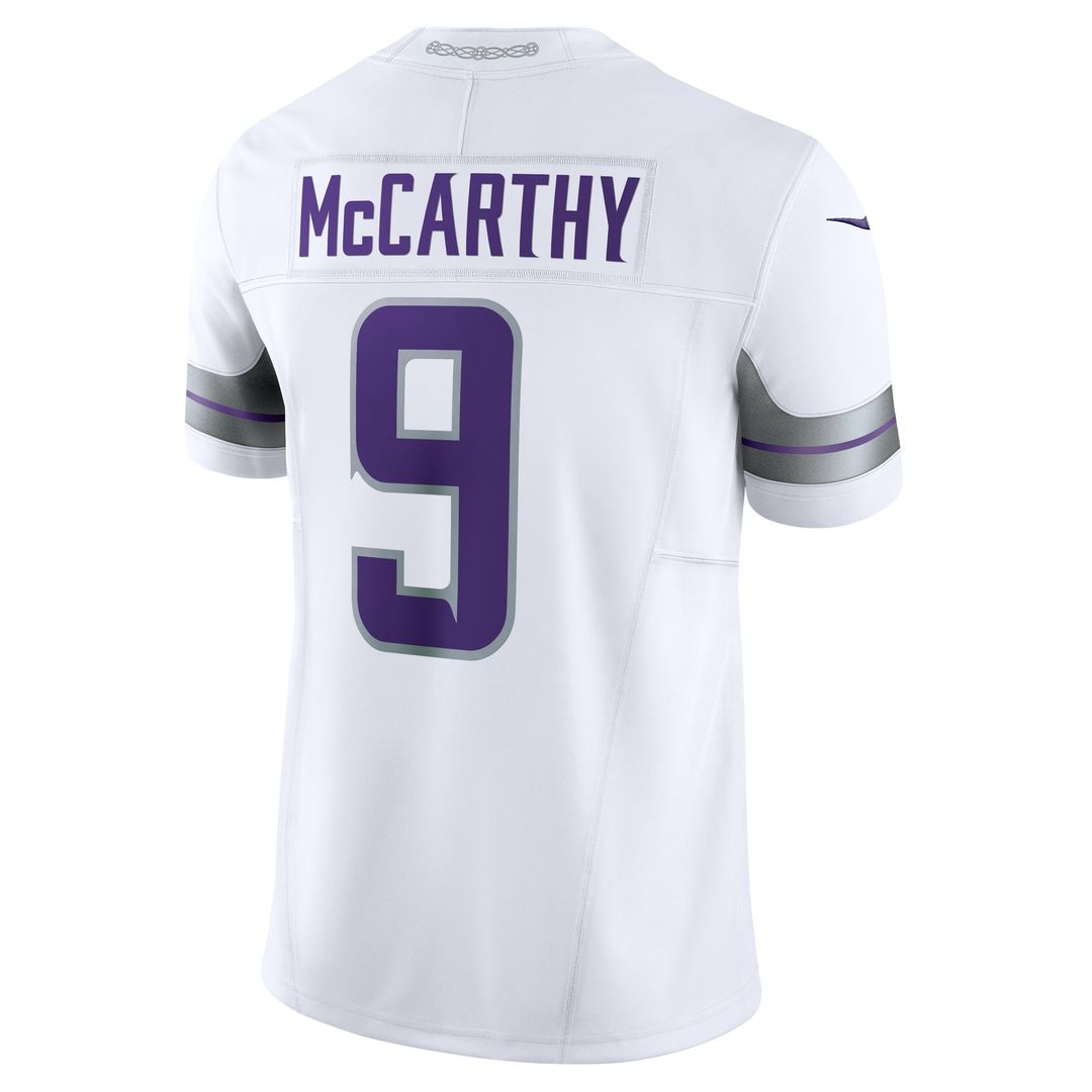 Minnesota Vikings J.J. McCarthy Nike White Vapor F.U.S.E. Limited Jersey product image 6, provided for visual reference and
