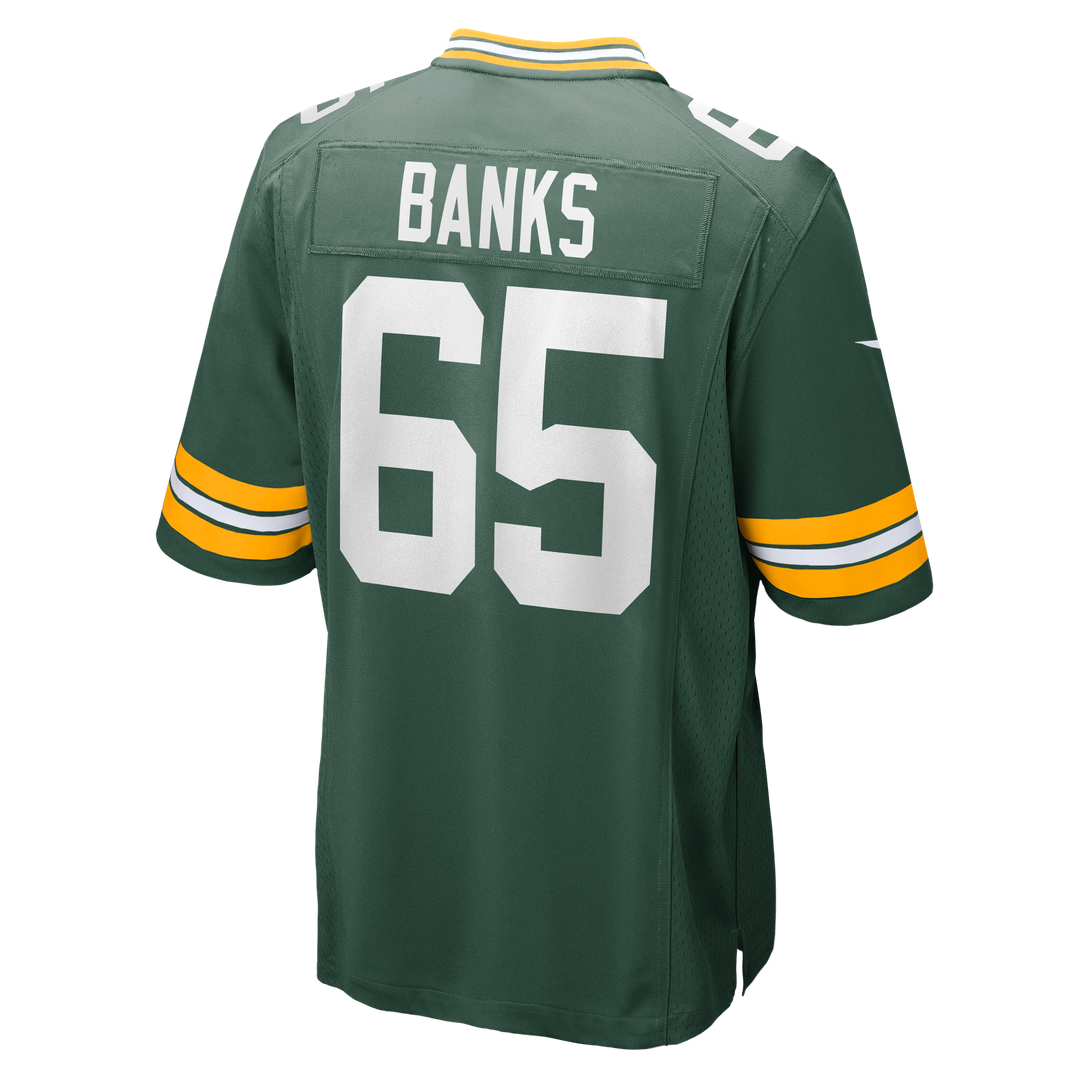 Green Bay Packers Aaron Banks Nike Green Team Game Jersey product image 3, provided for visual reference and product detail