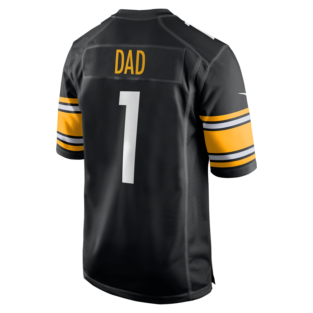 Pittsburgh Steelers Number 1 Dad Nike Black Game Jersey product image 3, provided for visual reference and product detail