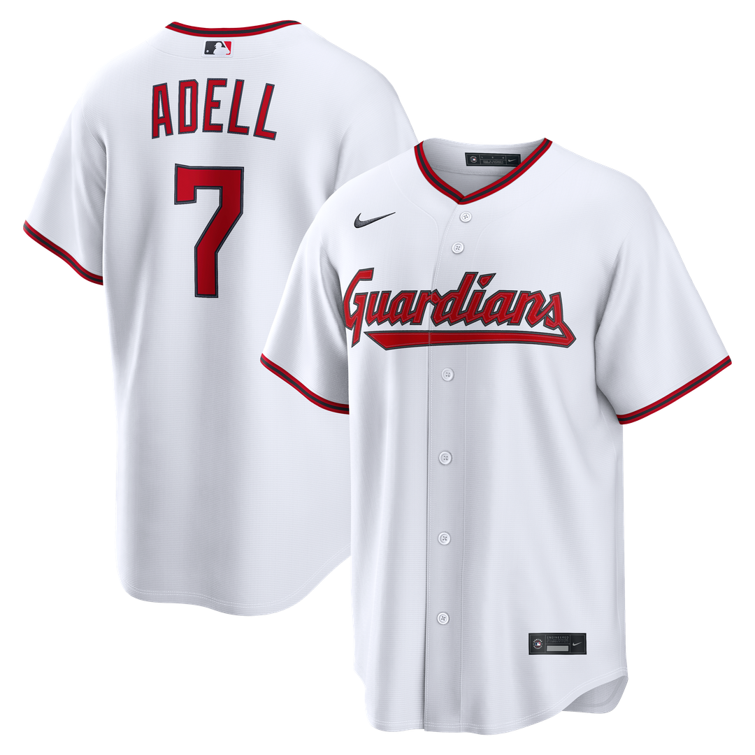 Cleveland Guardians Jo Adell Nike White Home Replica Jersey product image 1, provided for visual reference and product