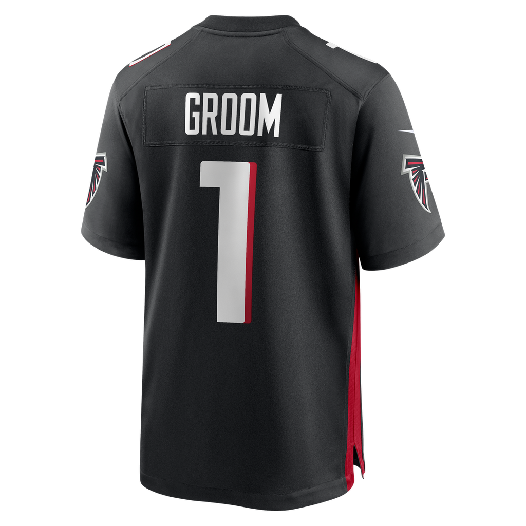 Atlanta Falcons Number 1 Groom Nike Black Game Jersey product image 3, provided for visual reference and product detail