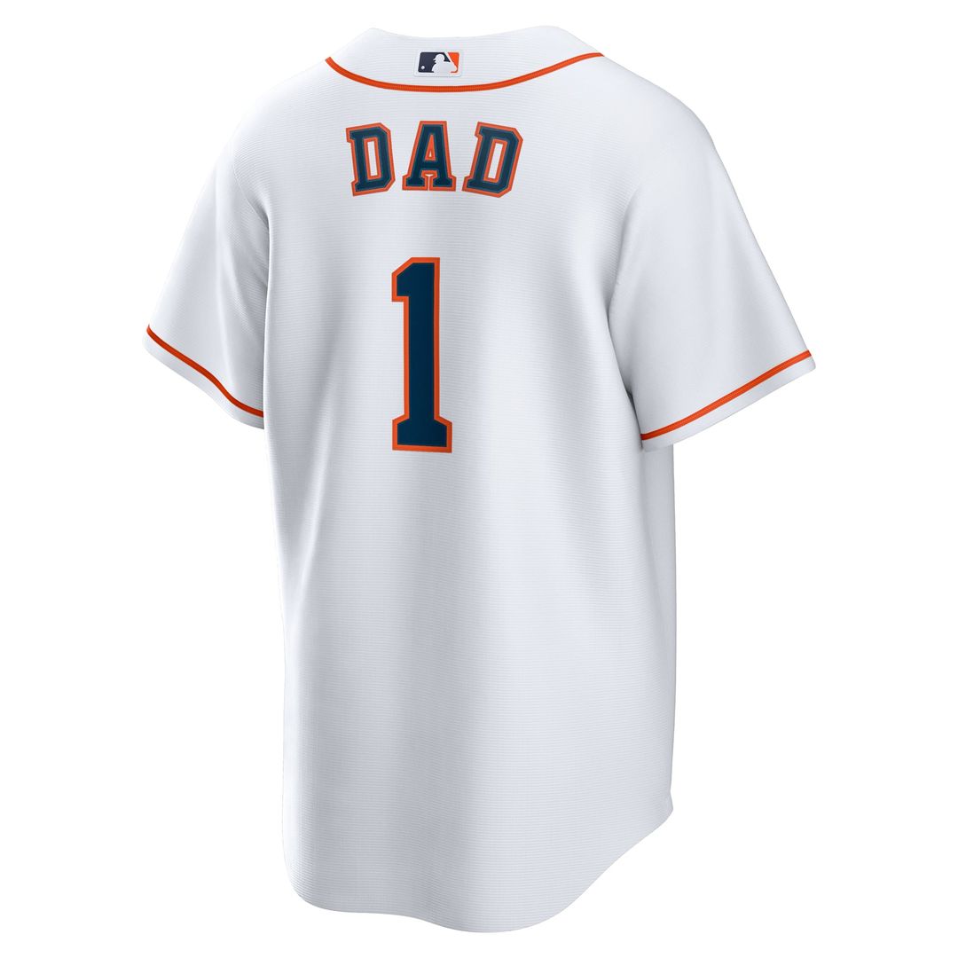 Houston Astros Nike White #1 Dad Home Replica Jersey product image 3, provided for visual reference and product detail review