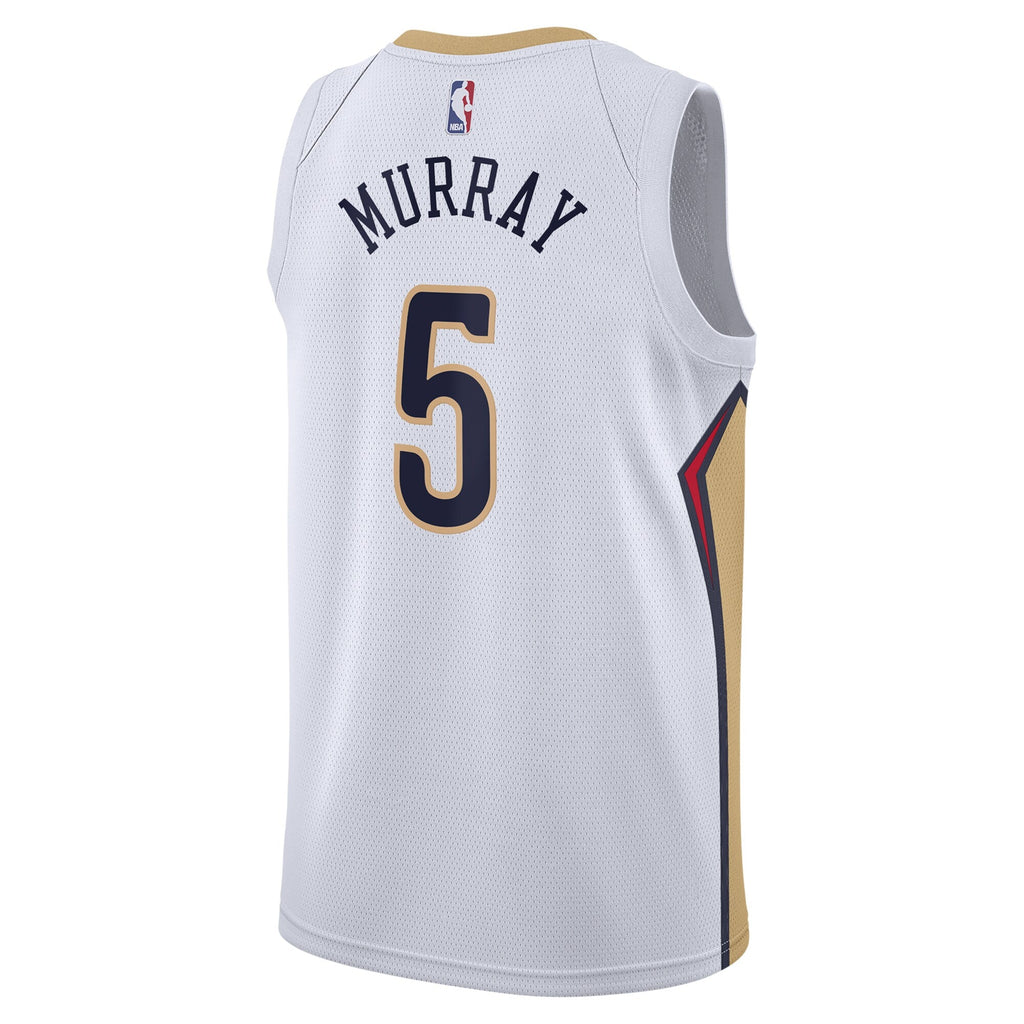 New Orleans Pelicans Nike Association Edition Swingman Jersey - White - Dejounte Murray - Unisex product image 4, provided