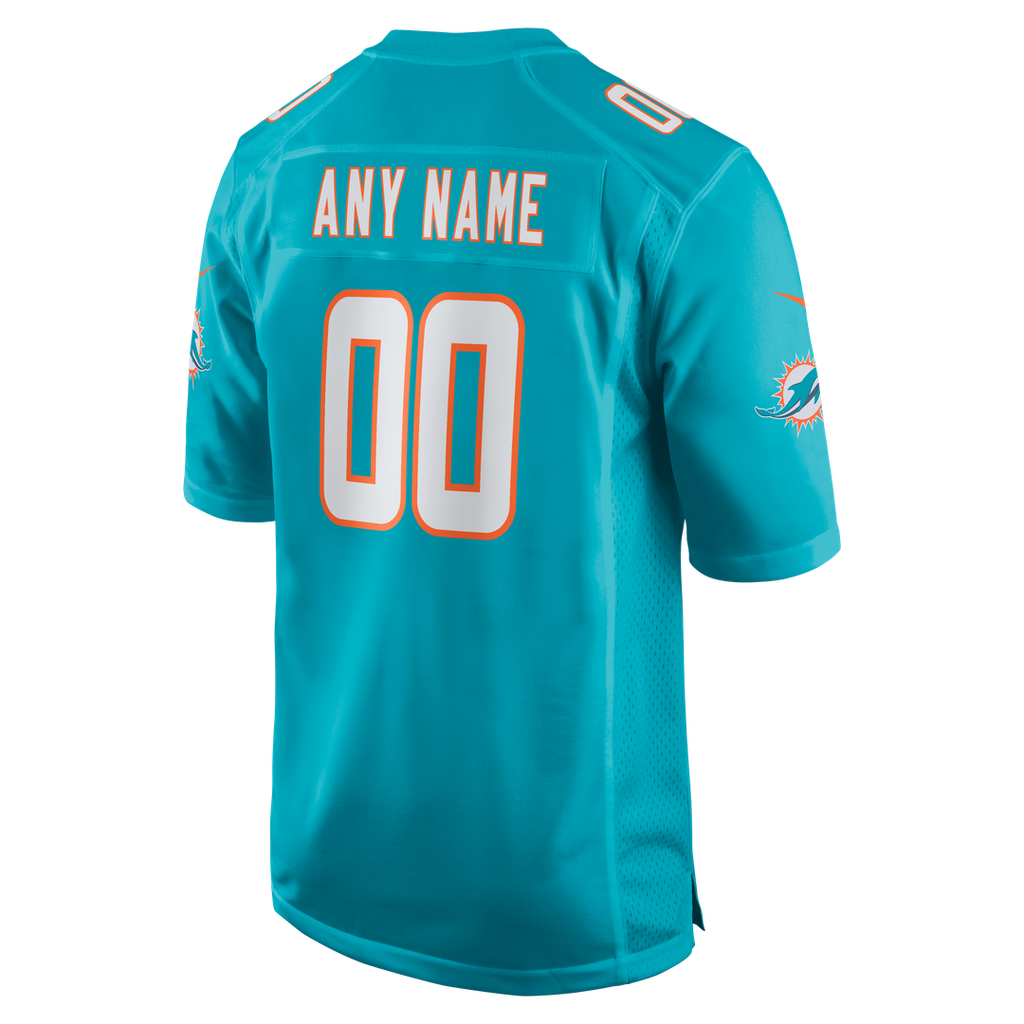 Miami Dolphins Nike Aqua Custom Game Jersey product image 3, provided for visual reference and product detail review