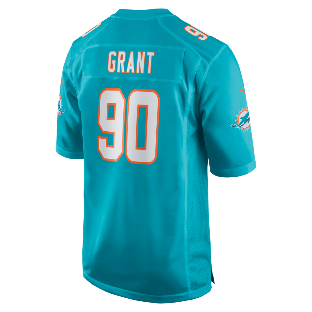 Miami Dolphins Kenneth Grant Nike Aqua Team Game Jersey product image 3, provided for visual reference and product detail