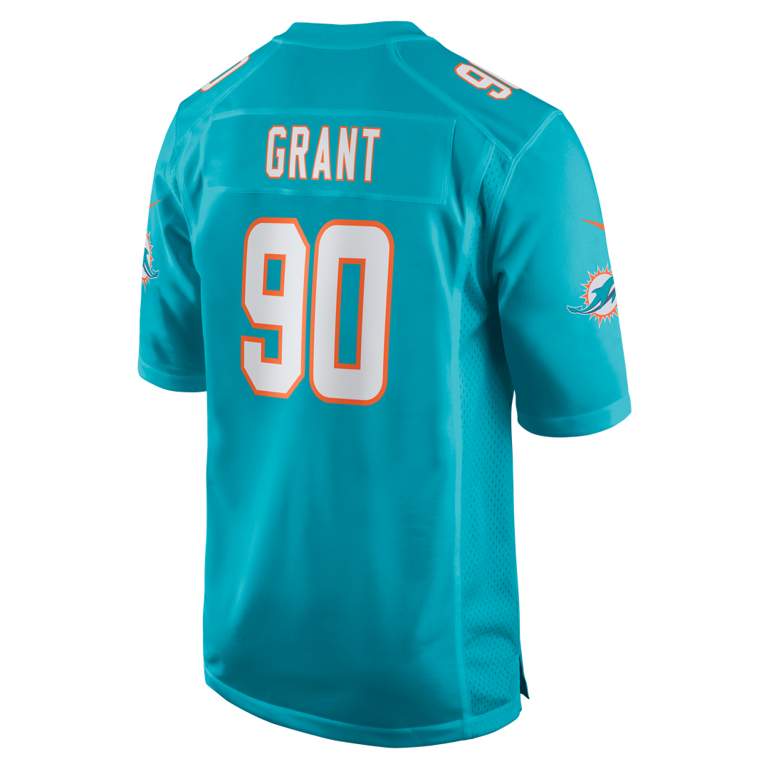 Miami Dolphins Kenneth Grant Nike Aqua Team Game Jersey product image 3, provided for visual reference and product detail