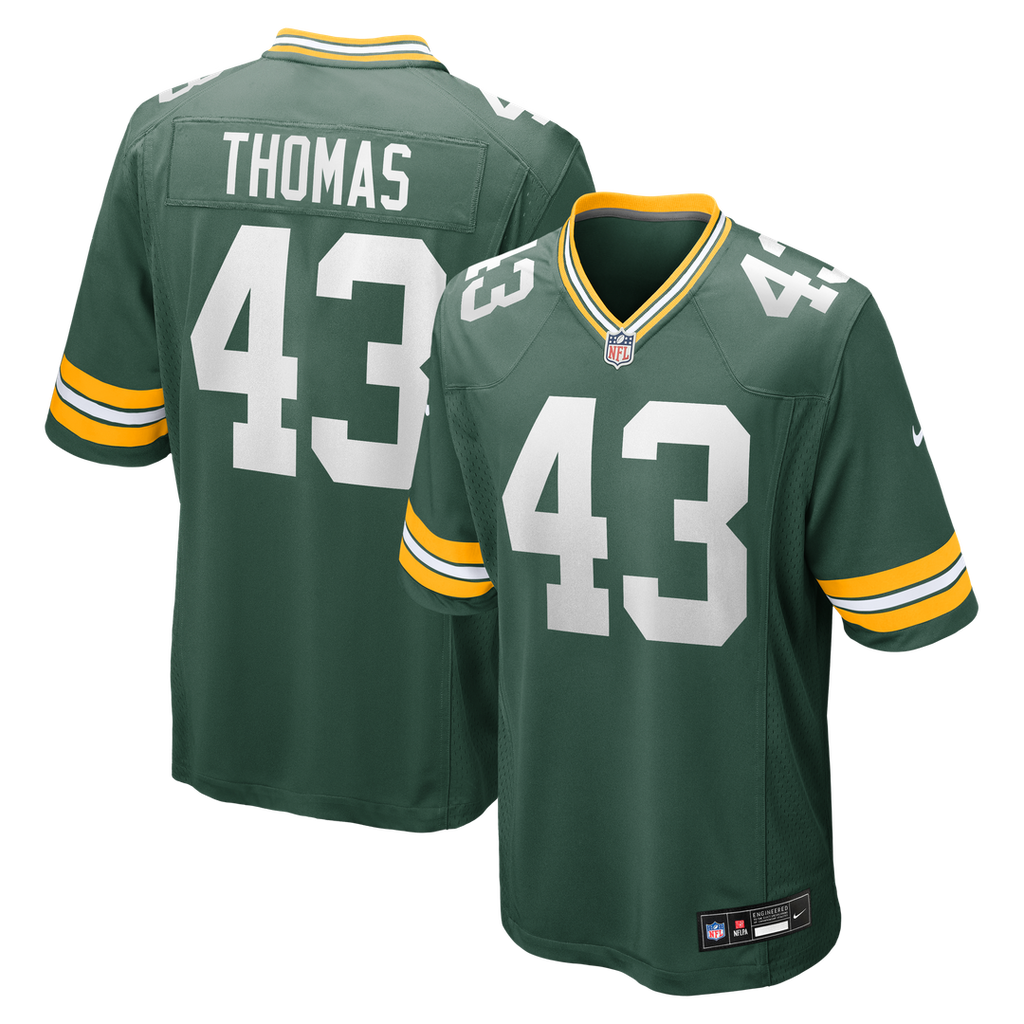 Green Bay Packers Kiondre Thomas Nike Green Game Player Jersey product image 1, provided for visual reference and product