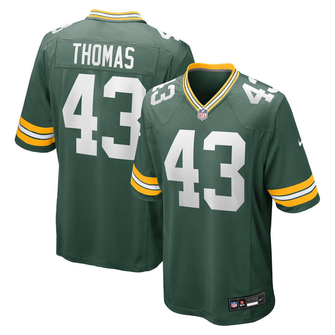 Green Bay Packers Kiondre Thomas Nike Green Game Player Jersey product image 1, provided for visual reference and product