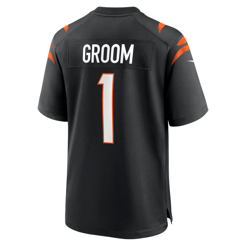 Cincinnati Bengals Number 1 Groom Nike Black Game Jersey product image 3, provided for visual reference and product detail