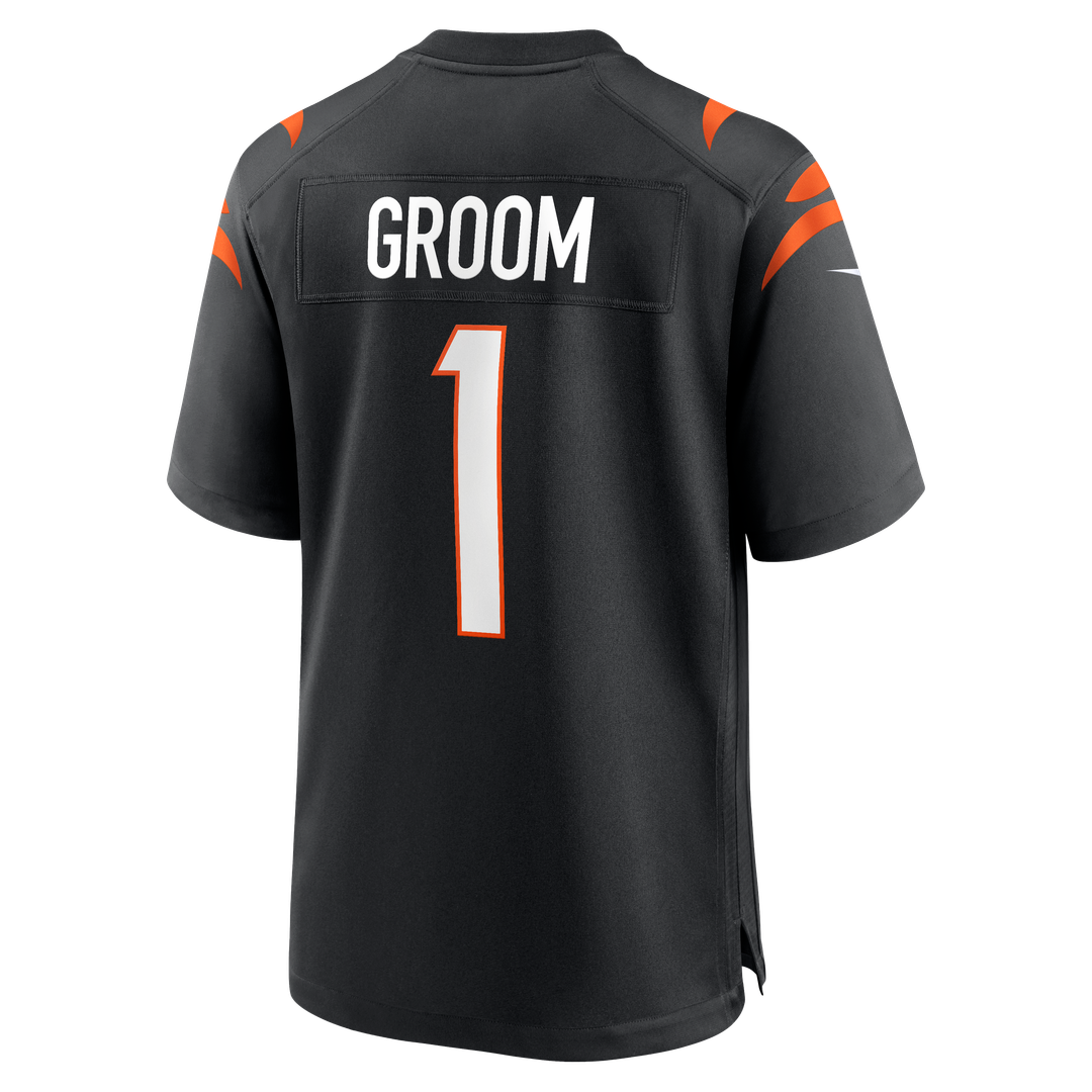 Cincinnati Bengals Number 1 Groom Nike Black Game Jersey product image 3, provided for visual reference and product detail