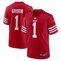 San Francisco 49ers Number 1 Groom Nike Scarlet Game Jersey product image 1, provided for visual reference and product